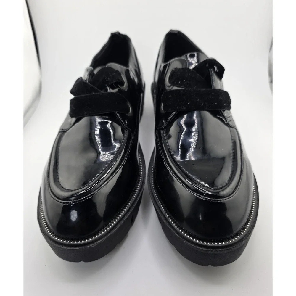 Sixtyseven Black Patent Platform Loafers Chunky Lug Sole Womens US 9 EU 40